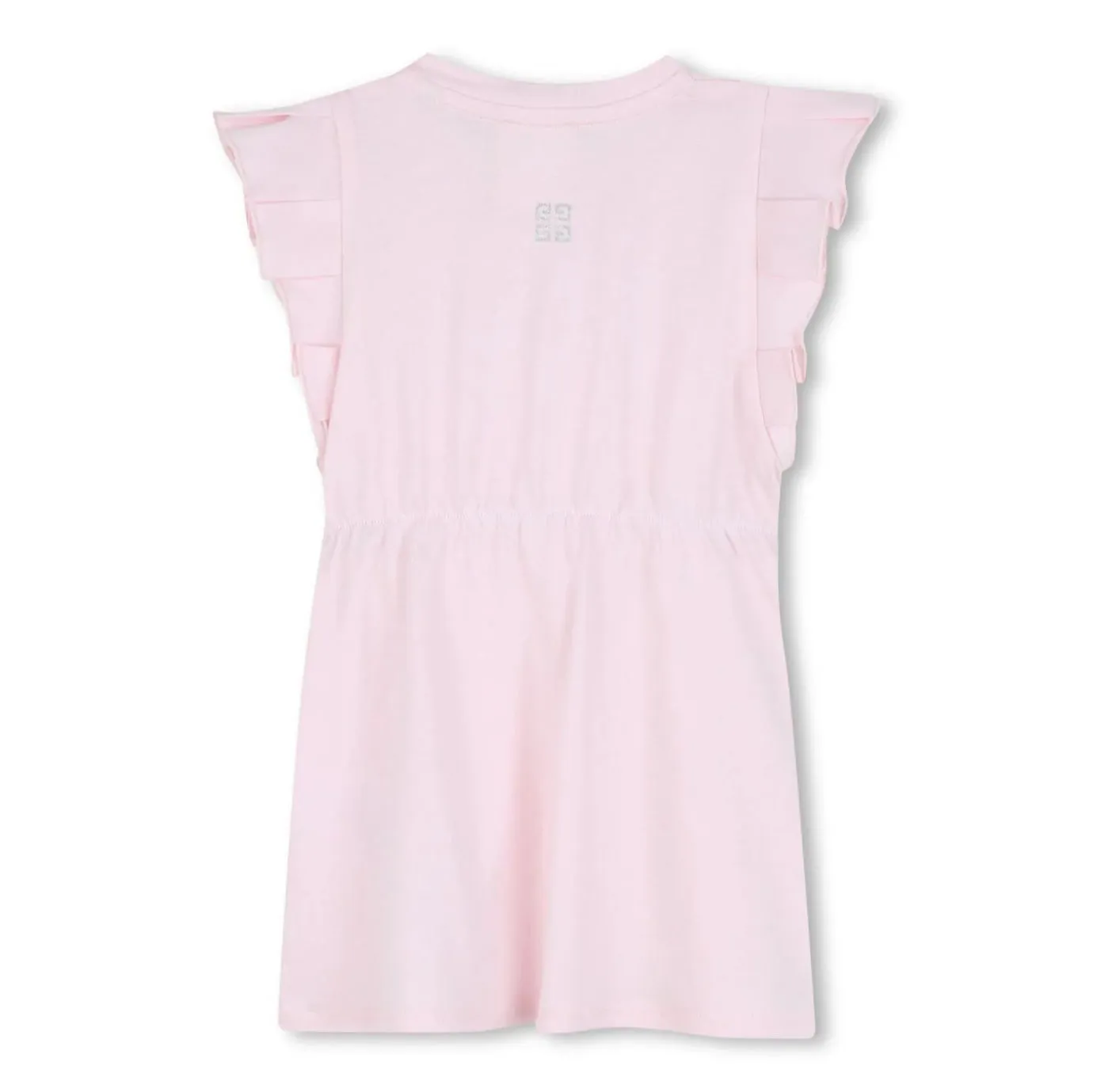 BABY GIRLS DRESS WITH RUFFLE DETAIL TEXT LOGO