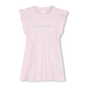 BABY GIRLS DRESS WITH RUFFLE DETAIL TEXT LOGO
