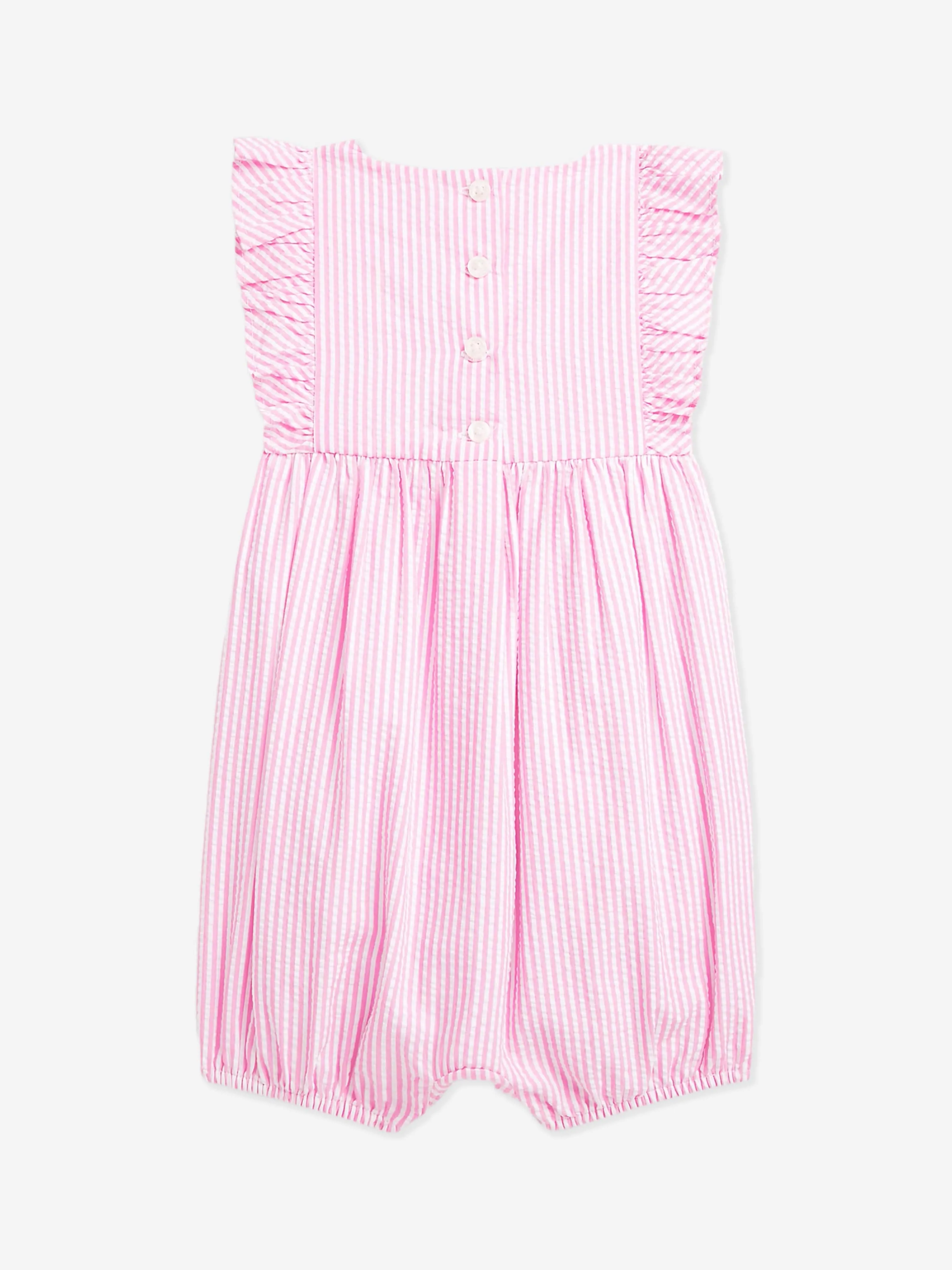 Baby Girls Striped Romper in Pink