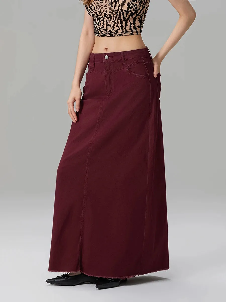 Back-Slit Maxi Jean Skirt