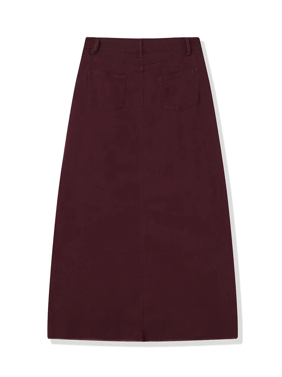 Back-Slit Maxi Jean Skirt