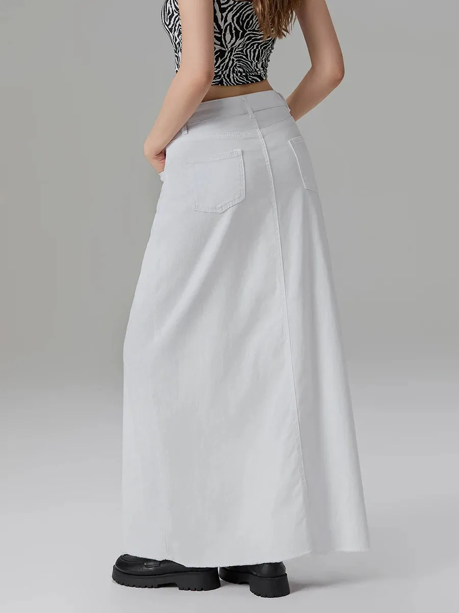 Back-Slit Maxi Jean Skirt