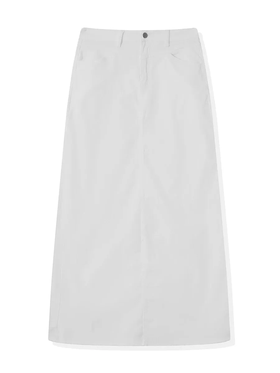 Back-Slit Maxi Jean Skirt