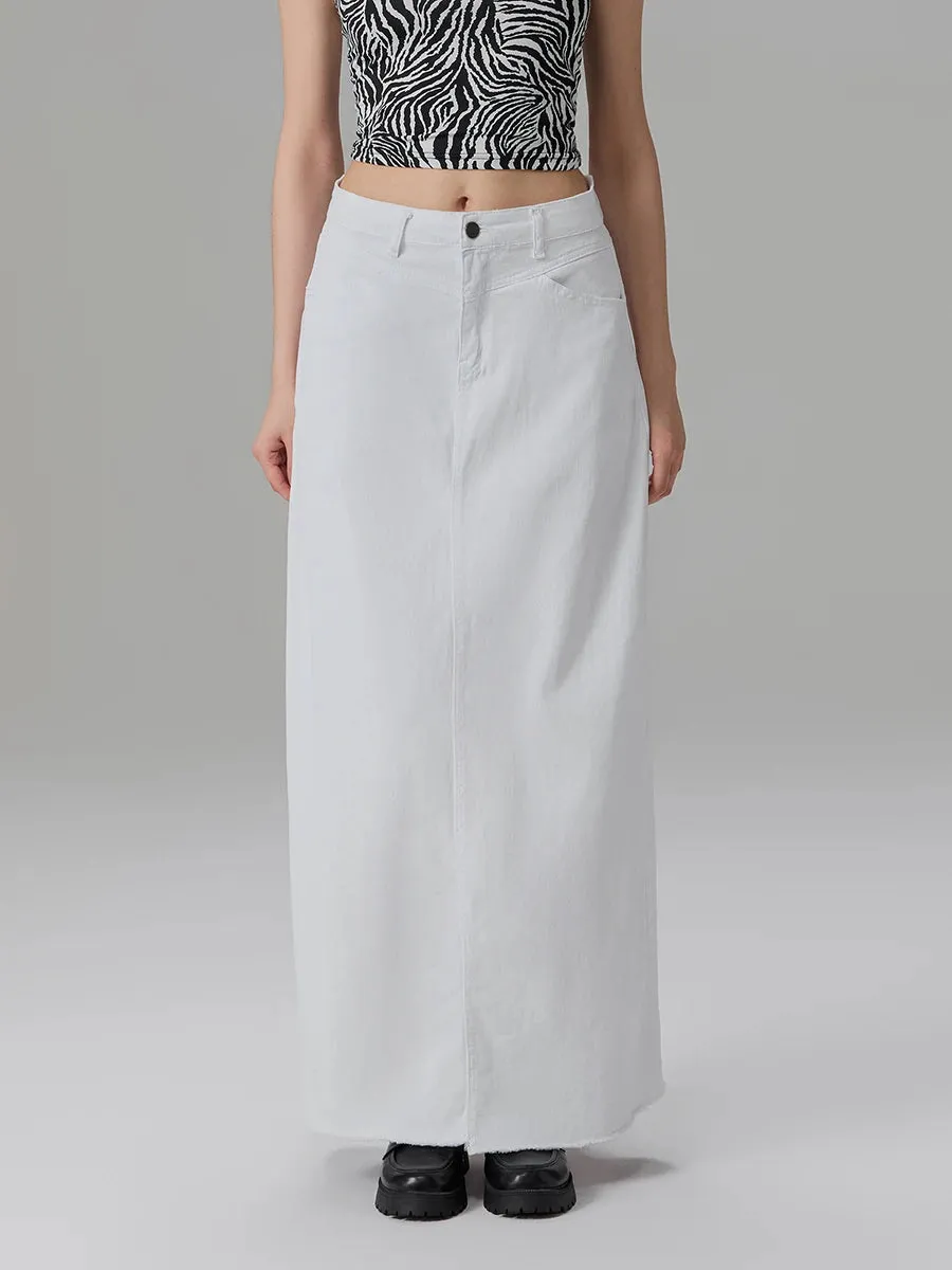 Back-Slit Maxi Jean Skirt