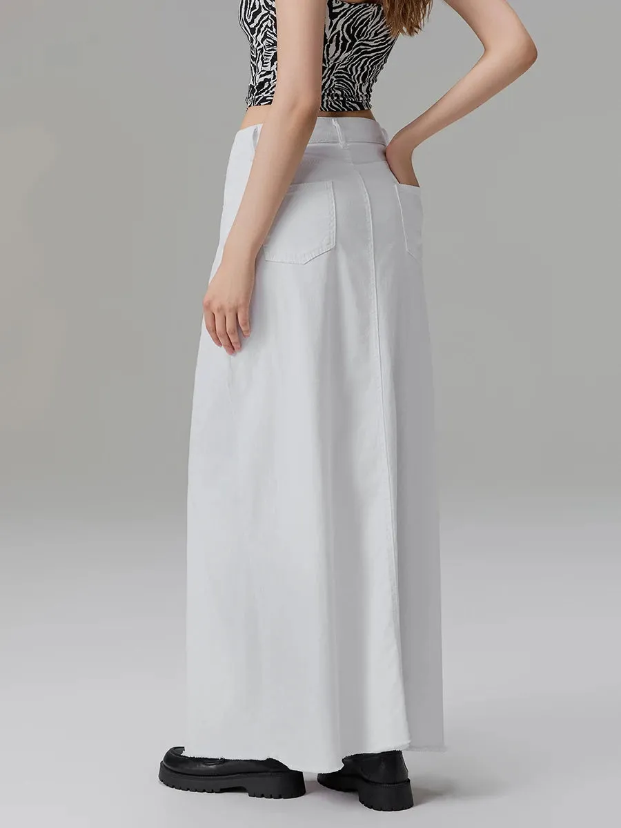 Back-Slit Maxi Jean Skirt