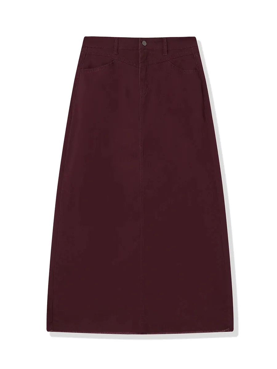 Back-Slit Maxi Jean Skirt