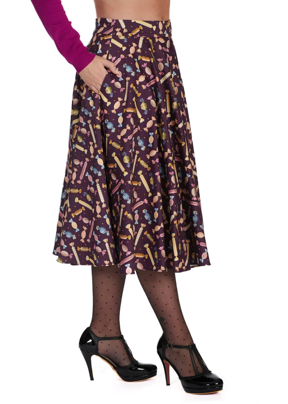 Banned Candy 50's Swing Skirt Aubergine