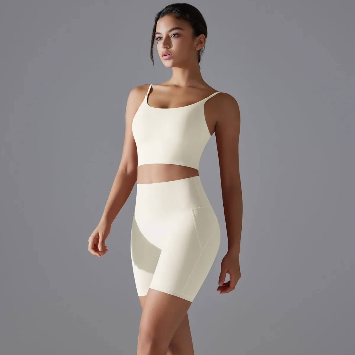 Beautiful Back High Waist Shorts Running Two Piece Set