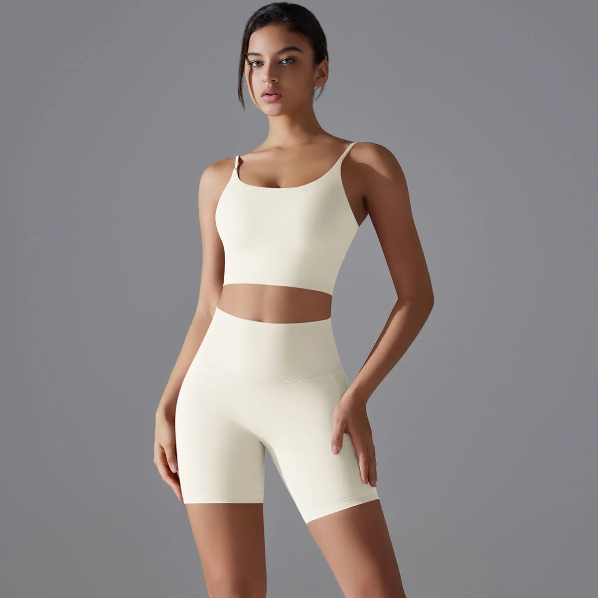 Beautiful Back High Waist Shorts Running Two Piece Set