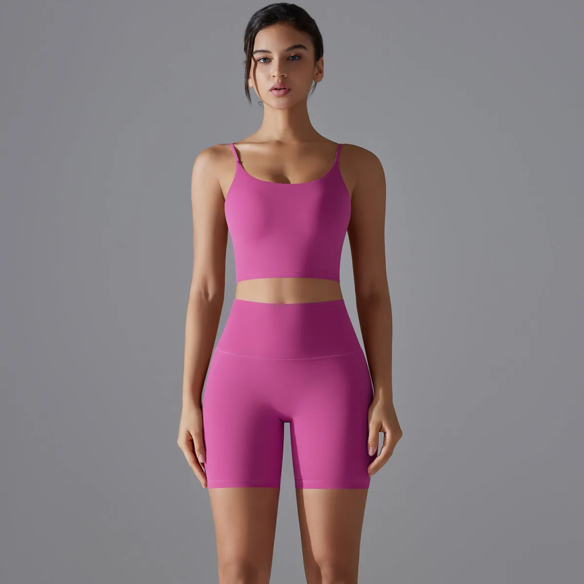 Beautiful Back High Waist Shorts Running Two Piece Set
