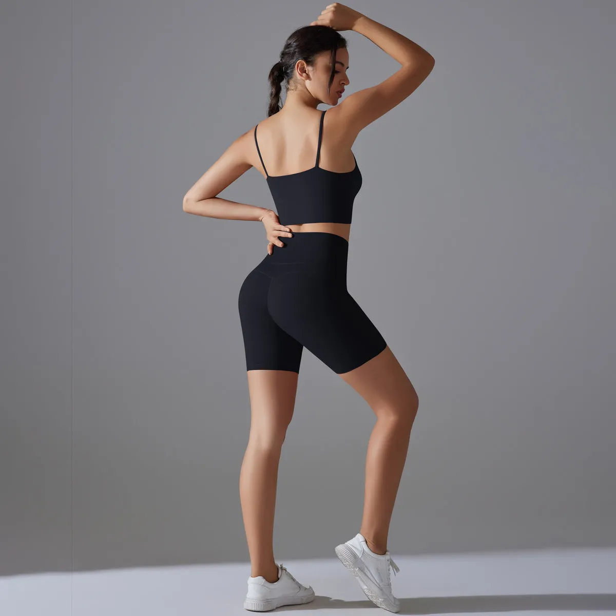Beautiful Back High Waist Shorts Running Two Piece Set