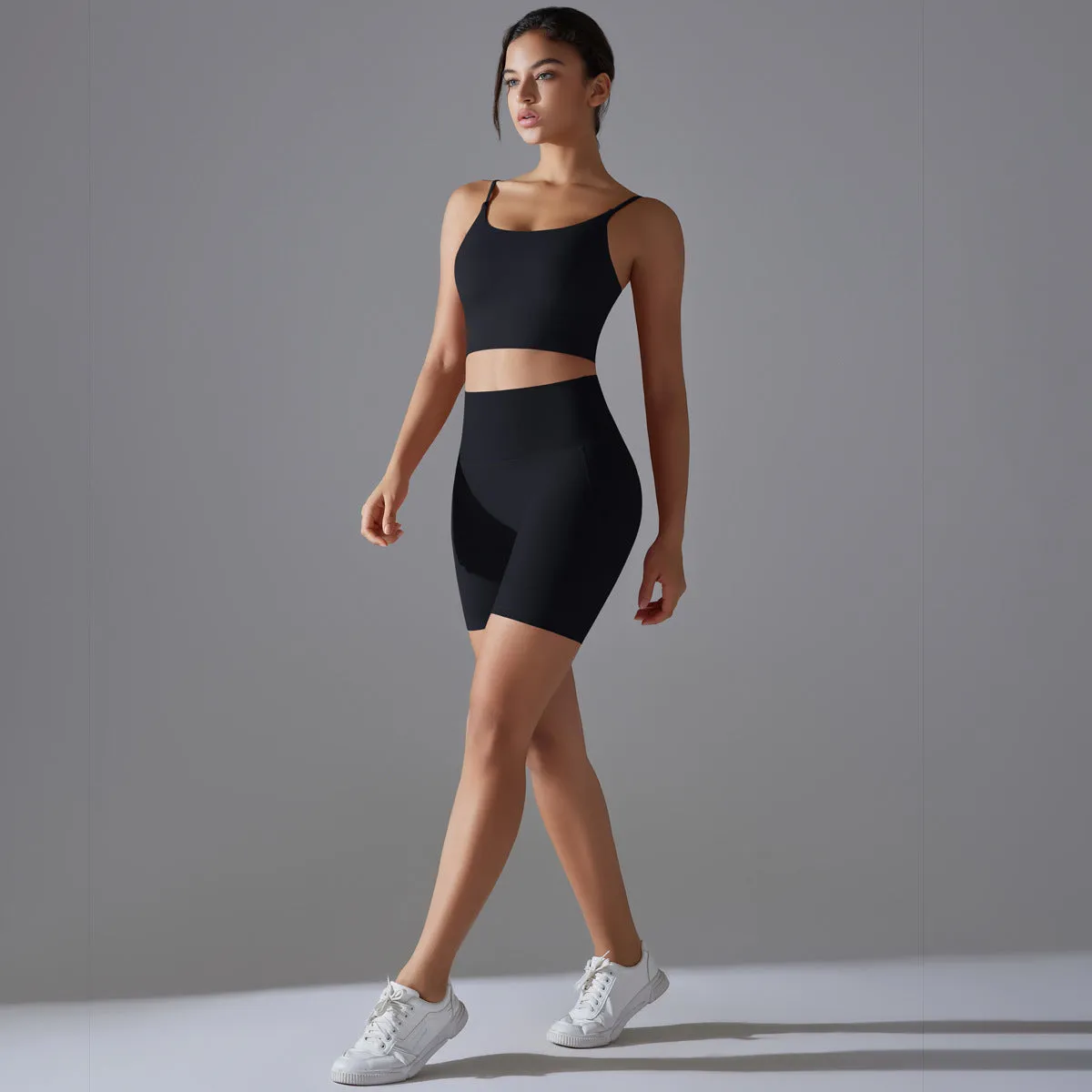 Beautiful Back High Waist Shorts Running Two Piece Set