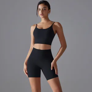 Beautiful Back High Waist Shorts Running Two Piece Set