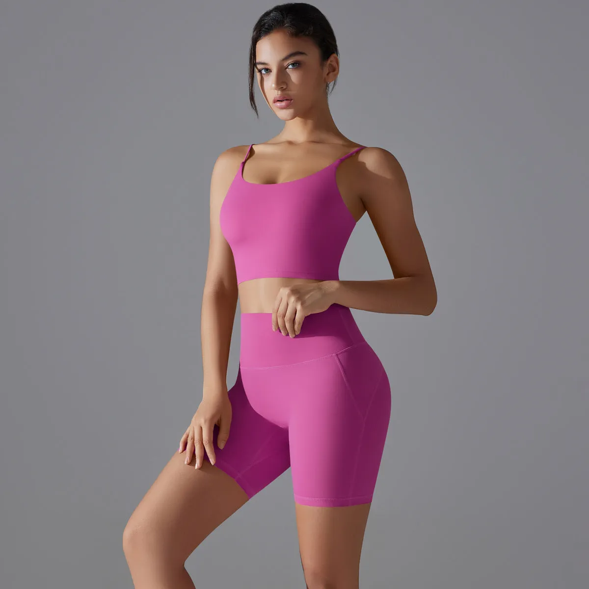 Beautiful Back High Waist Shorts Running Two Piece Set