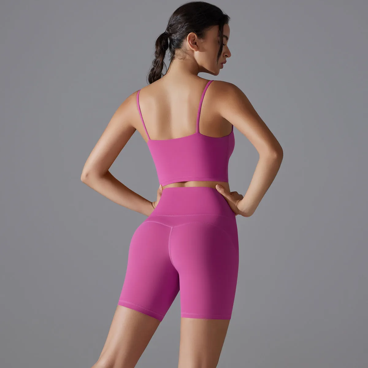 Beautiful Back High Waist Shorts Running Two Piece Set