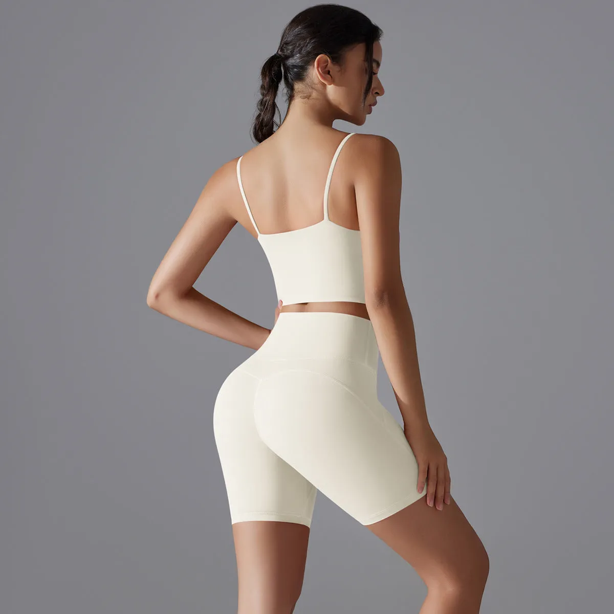 Beautiful Back High Waist Shorts Running Two Piece Set