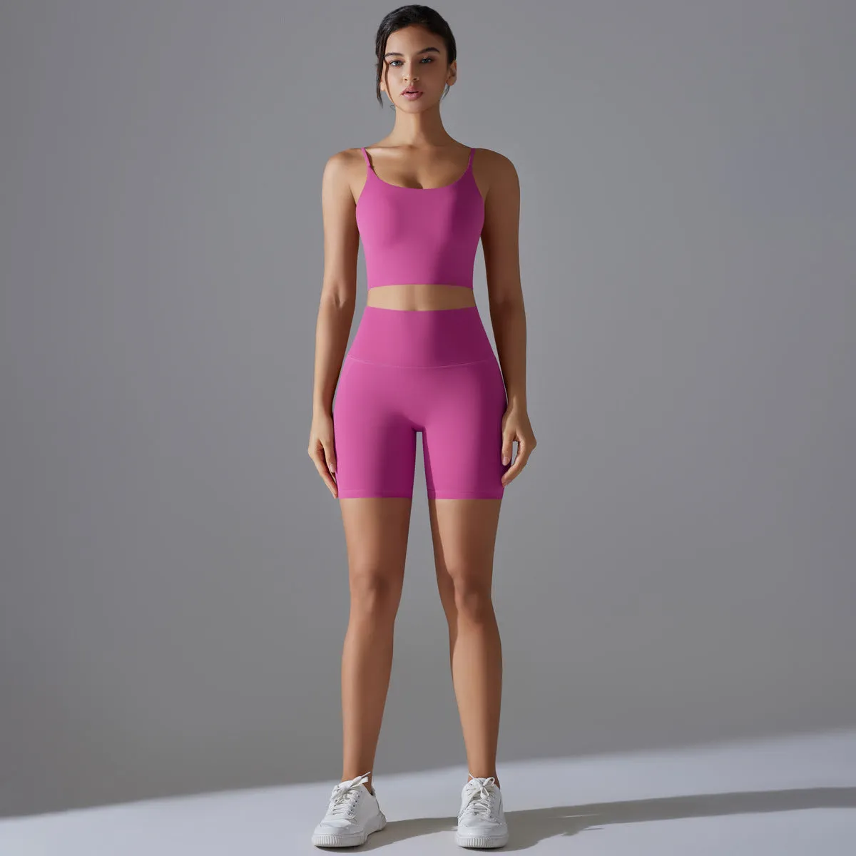 Beautiful Back High Waist Shorts Running Two Piece Set