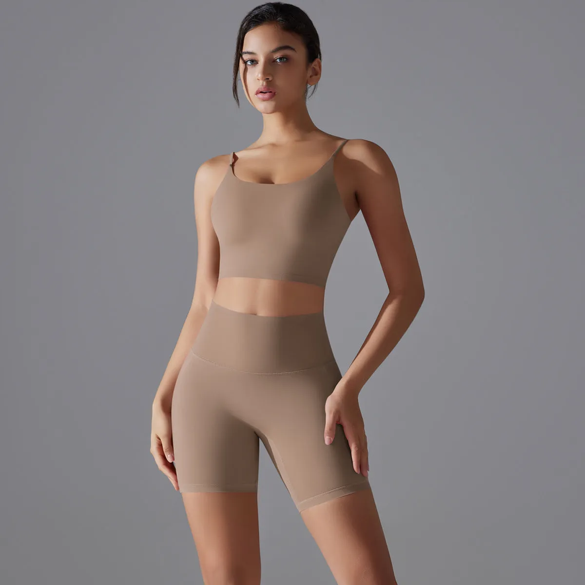 Beautiful Back High Waist Shorts Running Two Piece Set