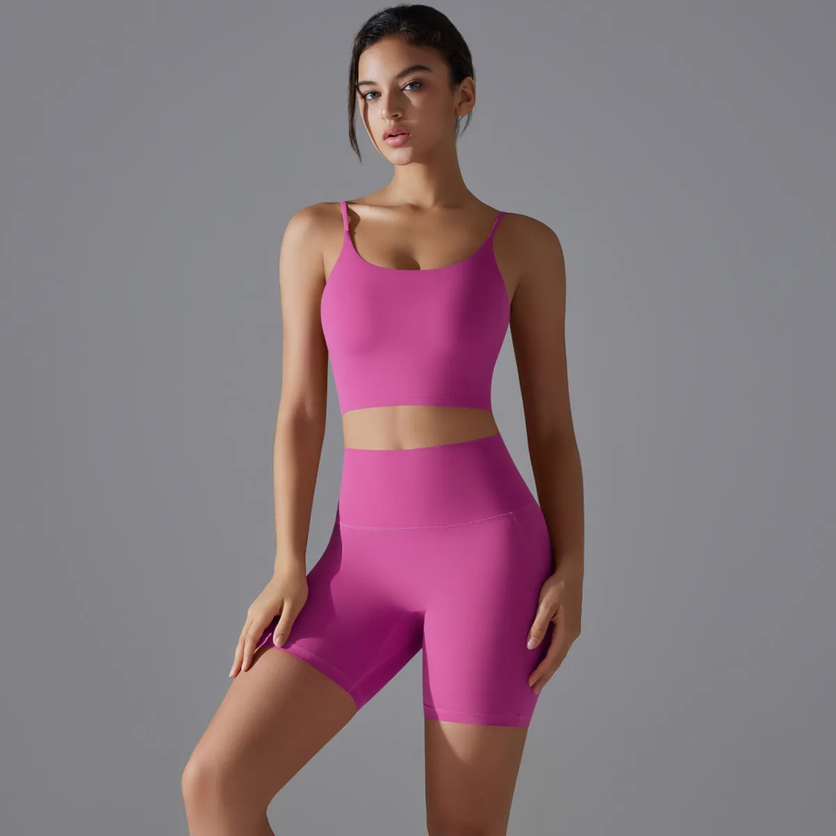 Beautiful Back High Waist Shorts Running Two Piece Set