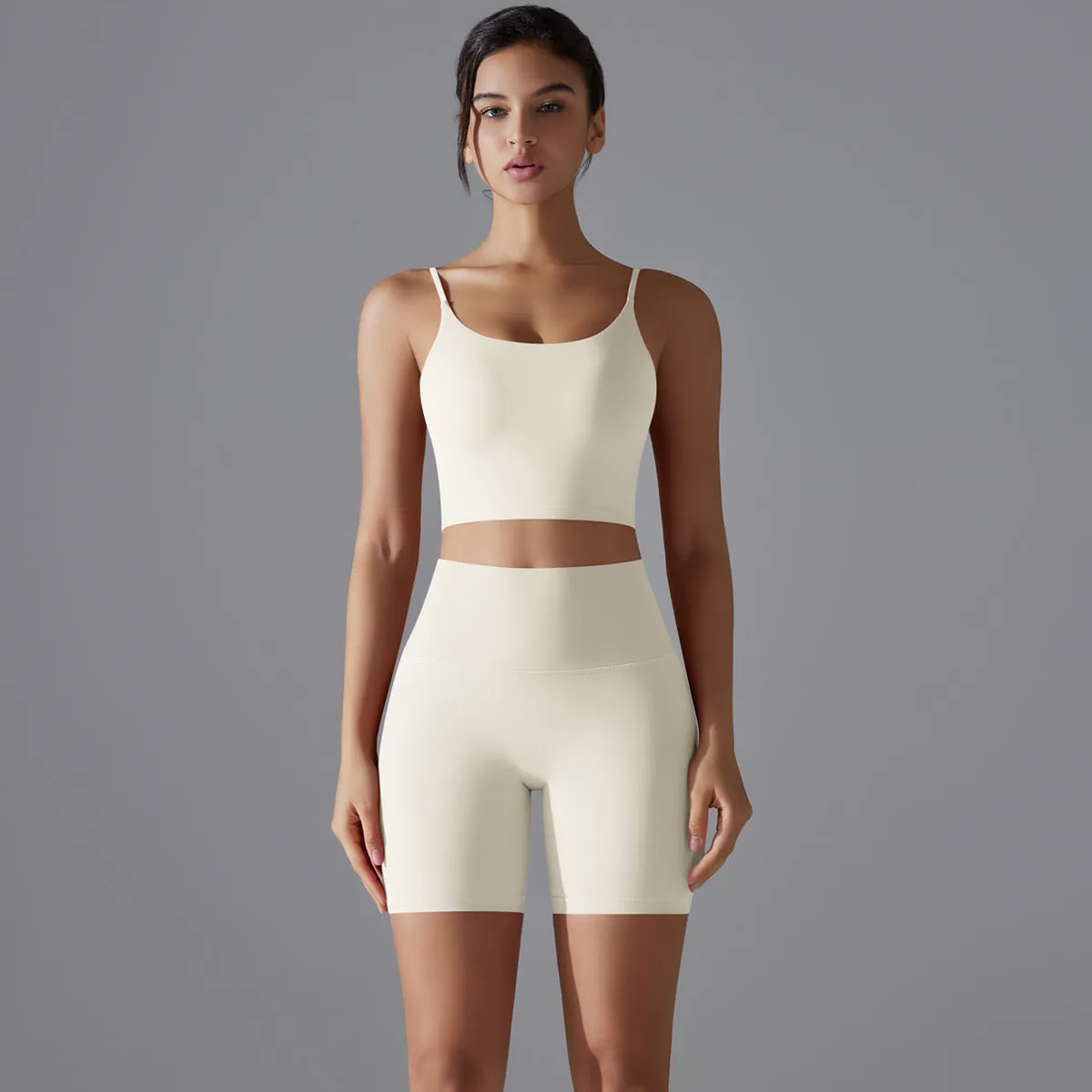 Beautiful Back High Waist Shorts Running Two Piece Set