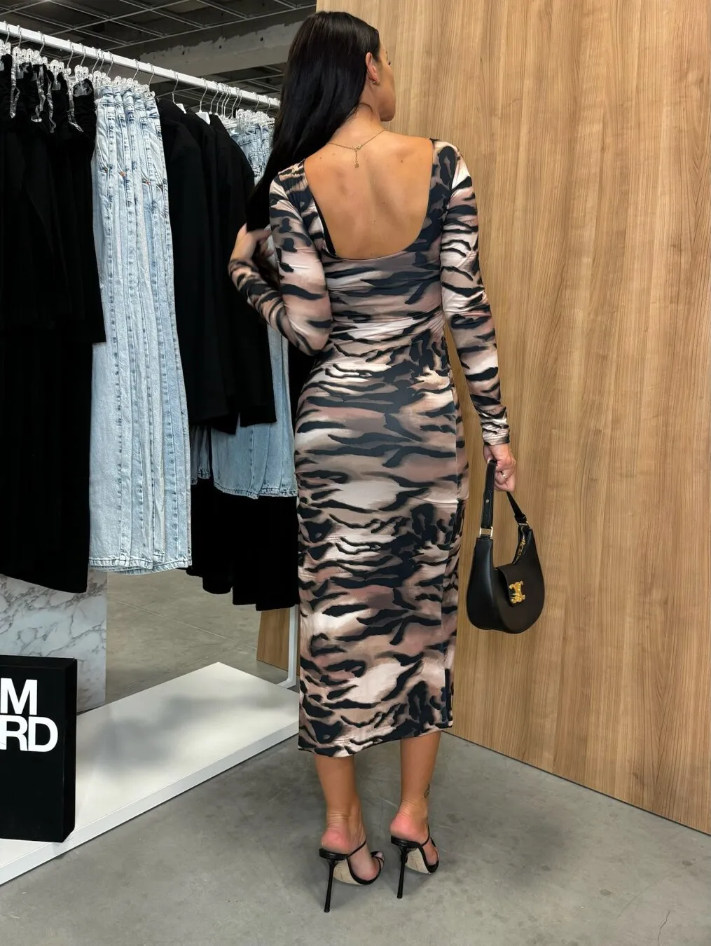 Beige Ruched Side Slit Dress