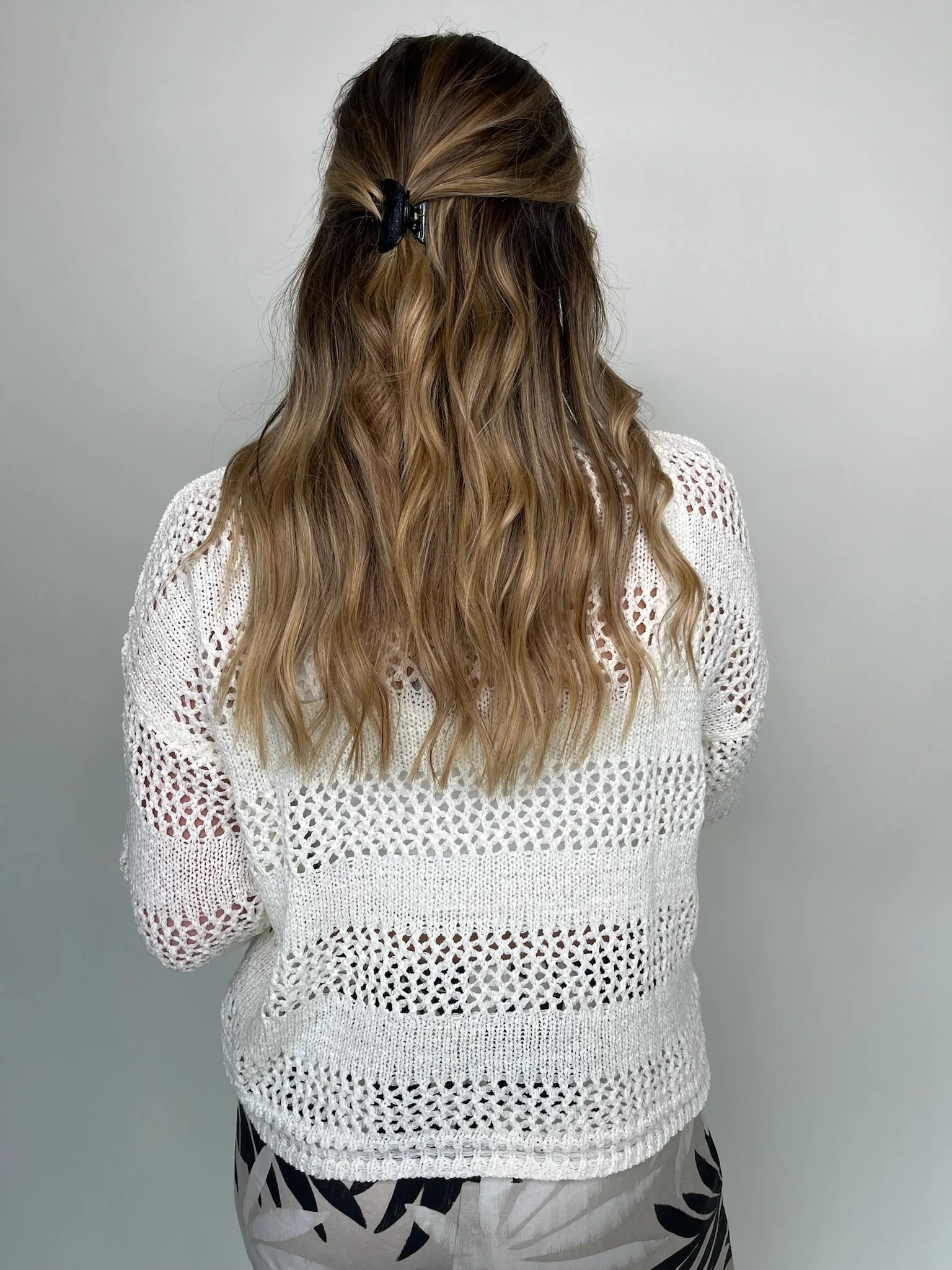 Bella Dahl Open Knit Stripe Crew Sweater