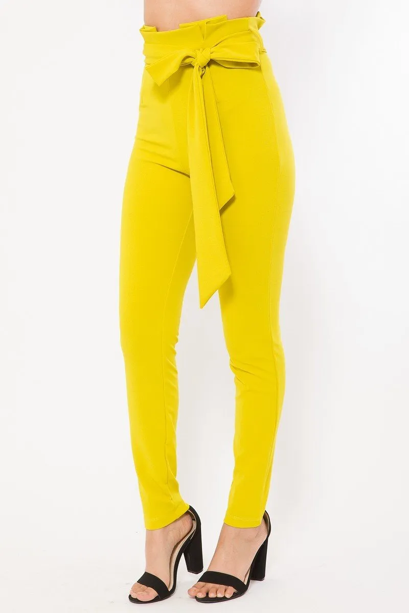Belt Detail High Waist Skinny Pants