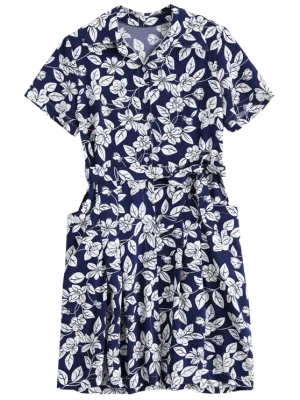 BerryBetty - Gorgeous Floral Belted Vintage Shirt Dress