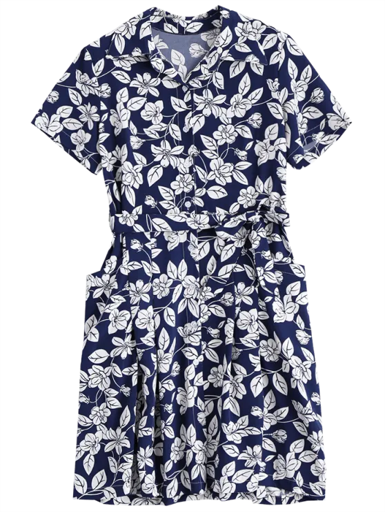 BerryBetty - Gorgeous Floral Belted Vintage Shirt Dress
