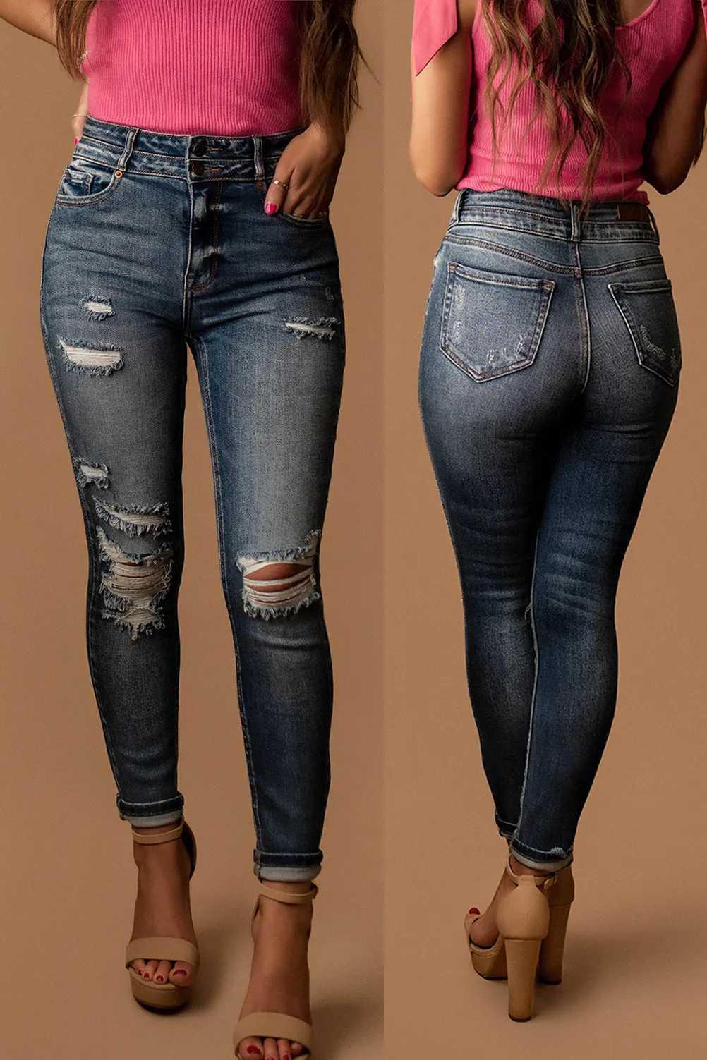 Bianca High-Rise Distressed Skinny Jeans