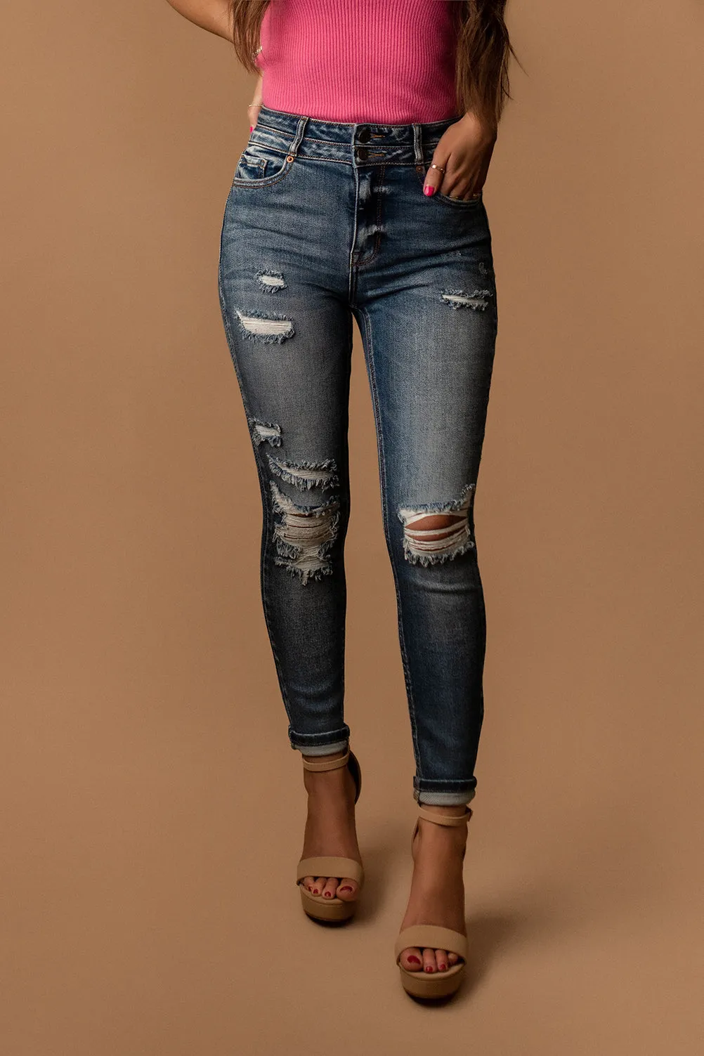 Bianca High-Rise Distressed Skinny Jeans