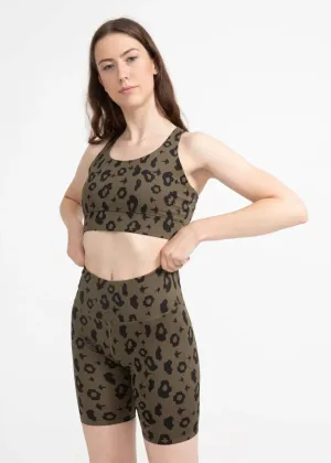 Bike Shorts in Green Leopard