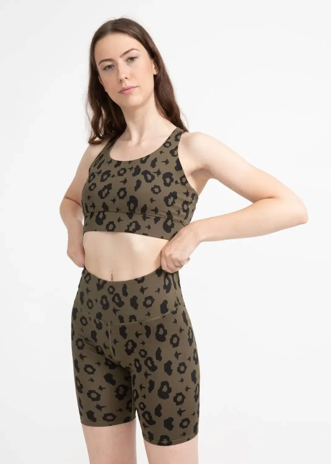 Bike Shorts in Green Leopard