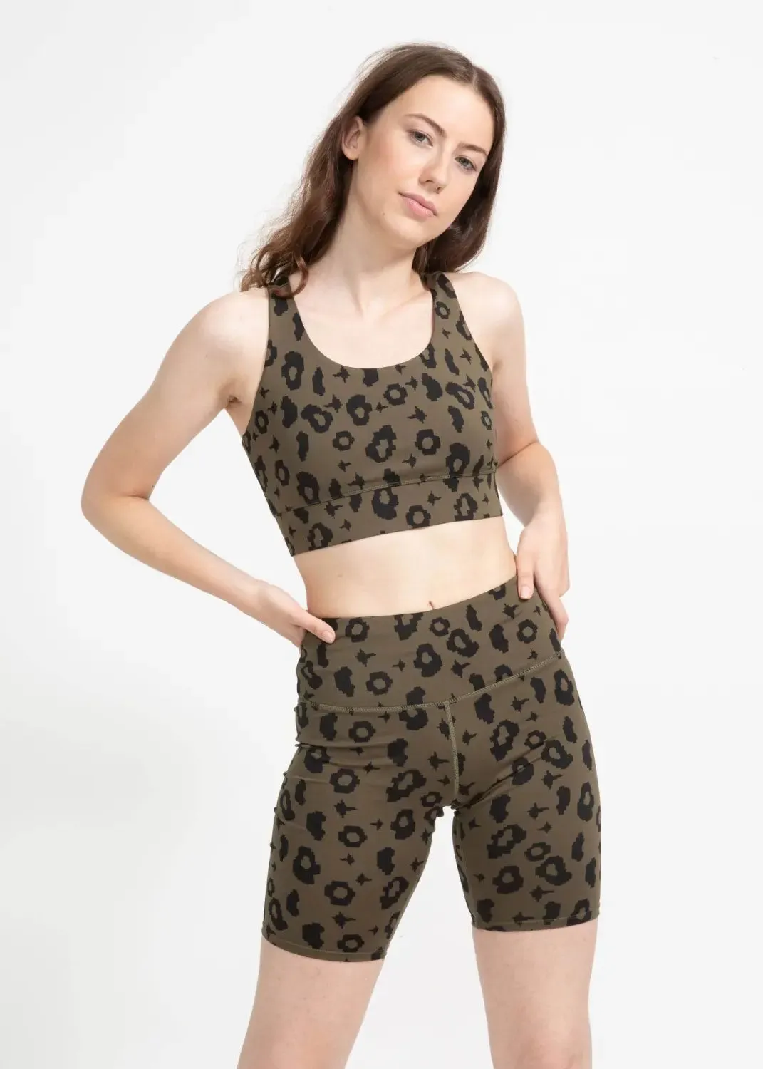 Bike Shorts in Green Leopard