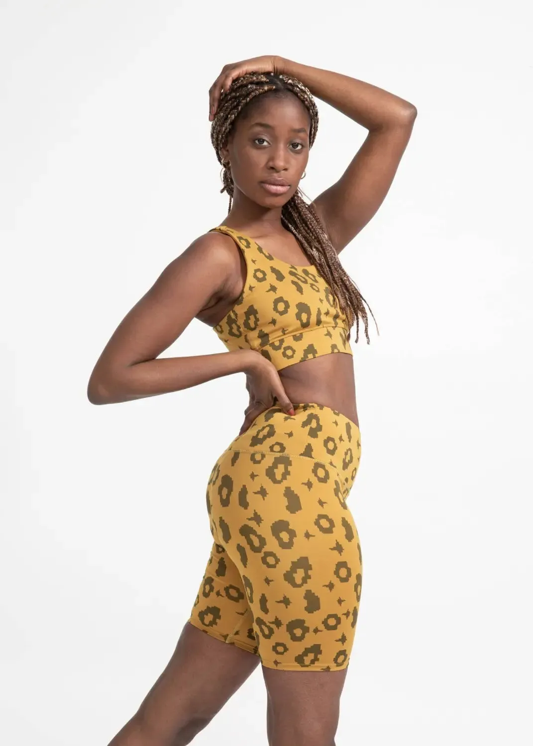 Bike Shorts in Yellow Leopard