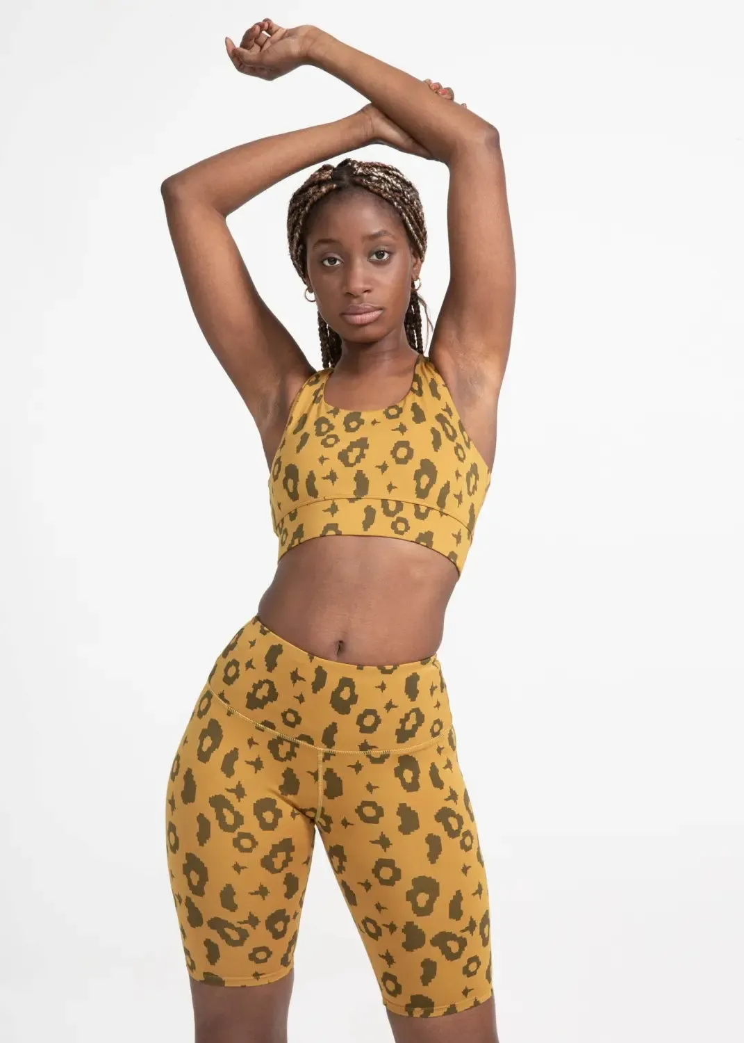 Bike Shorts in Yellow Leopard