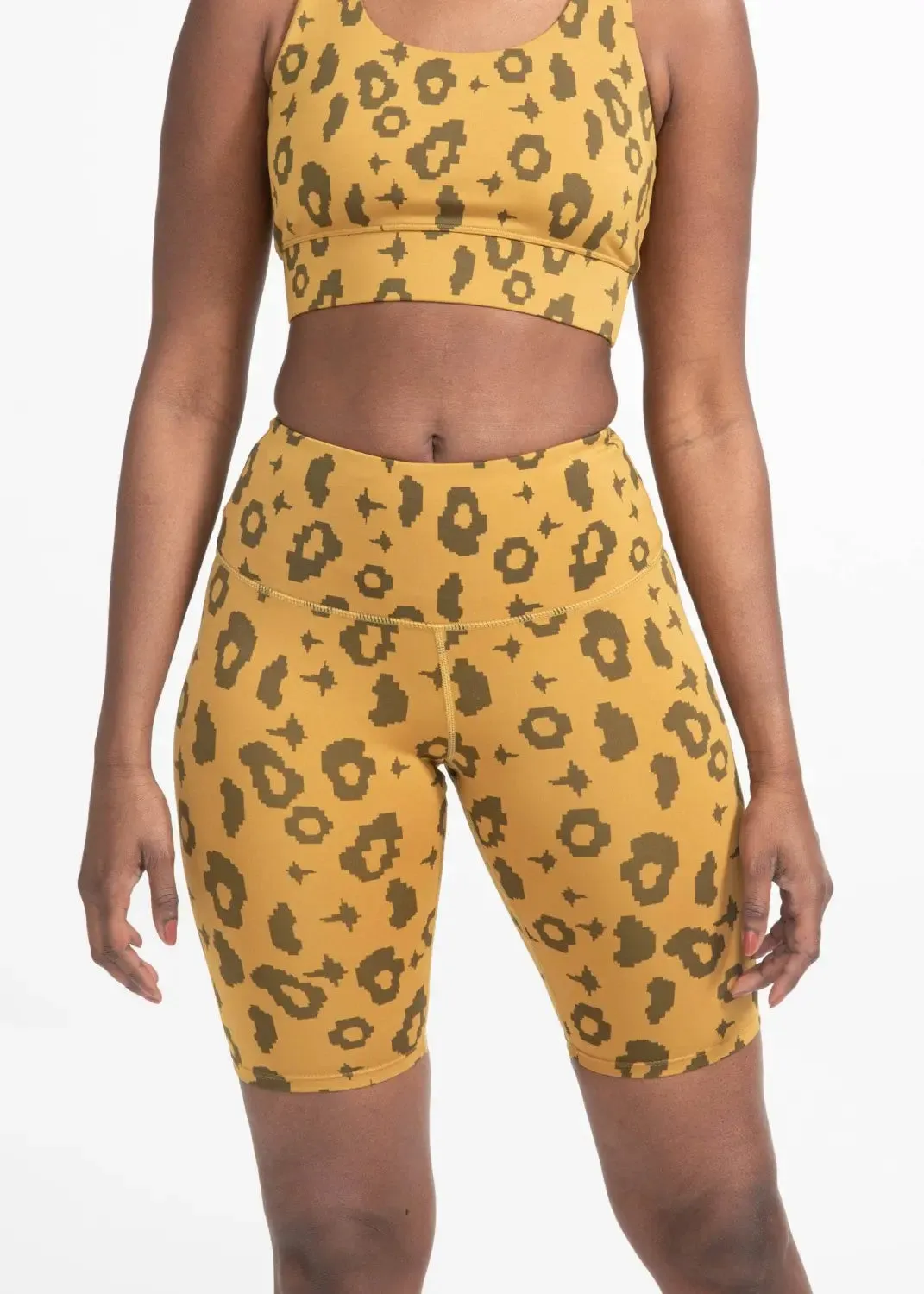 Bike Shorts in Yellow Leopard