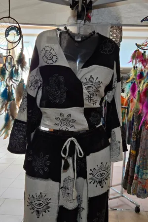 Black & White Patchwork Crop Top