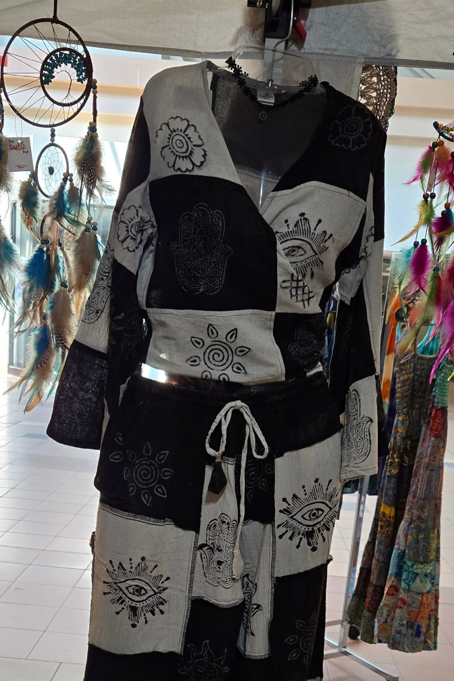 Black & White Patchwork Crop Top