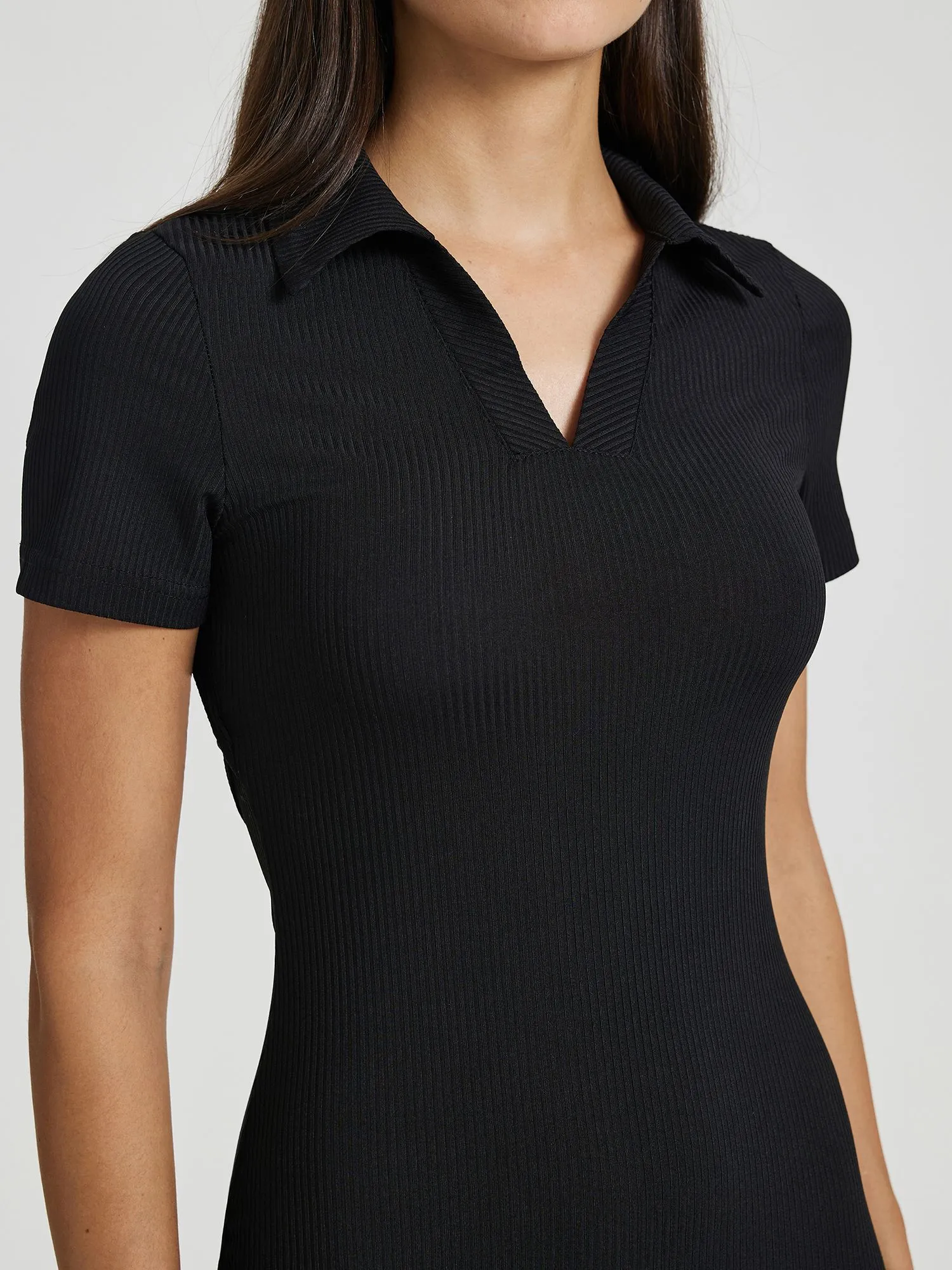 Black Bodycon Mini Dress With Collar