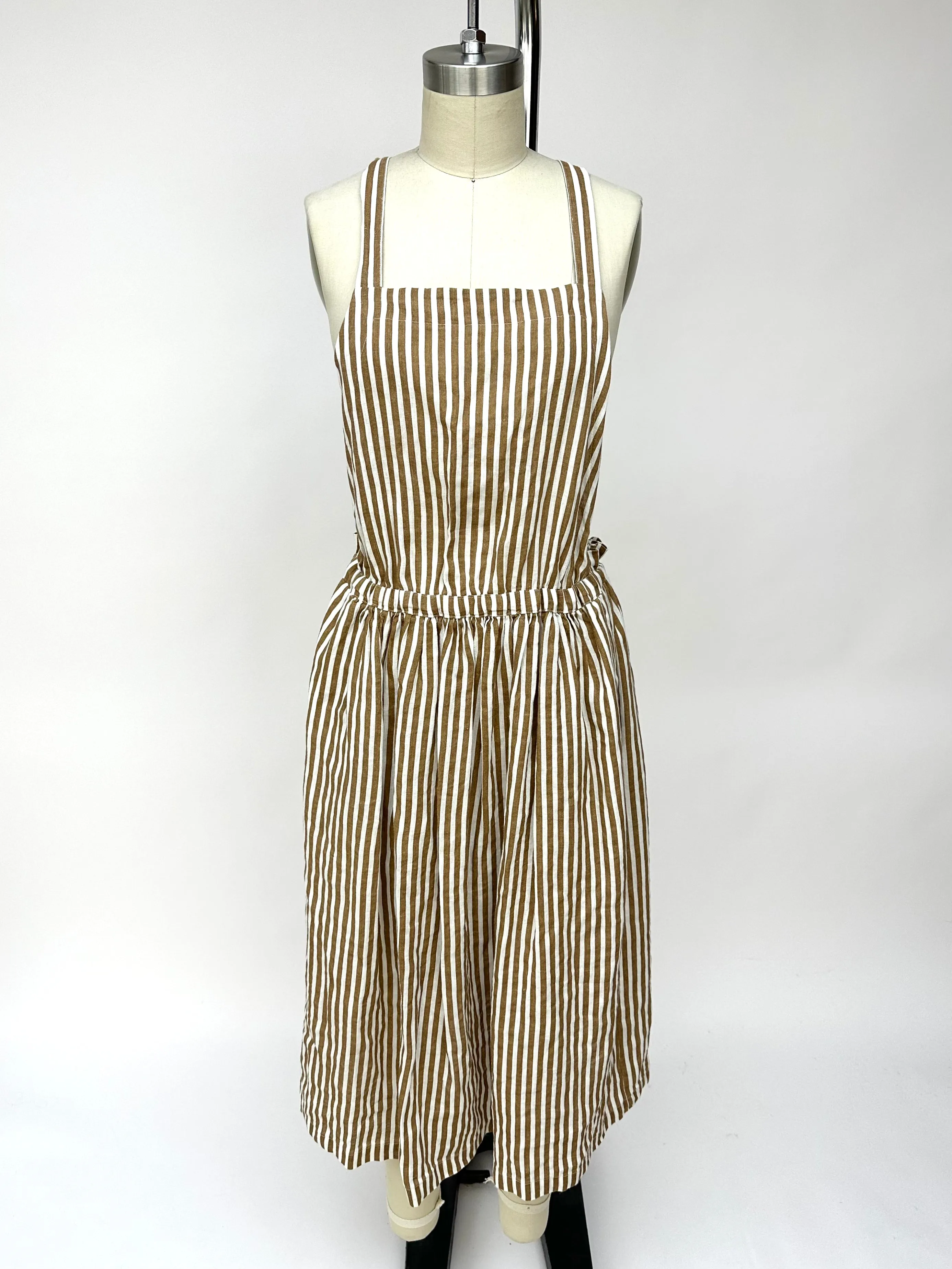 Black Crane Linen Striped Dress