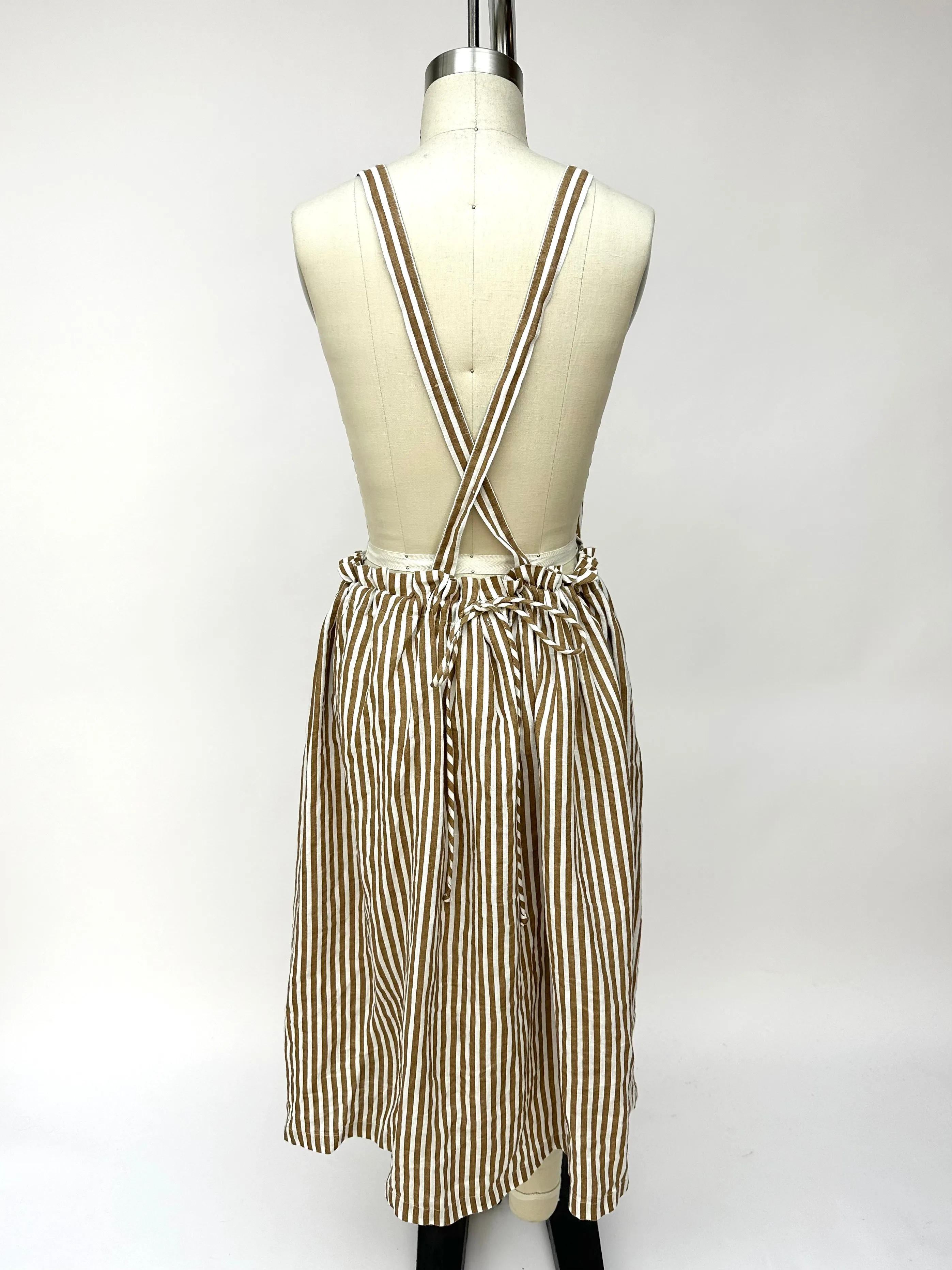 Black Crane Linen Striped Dress