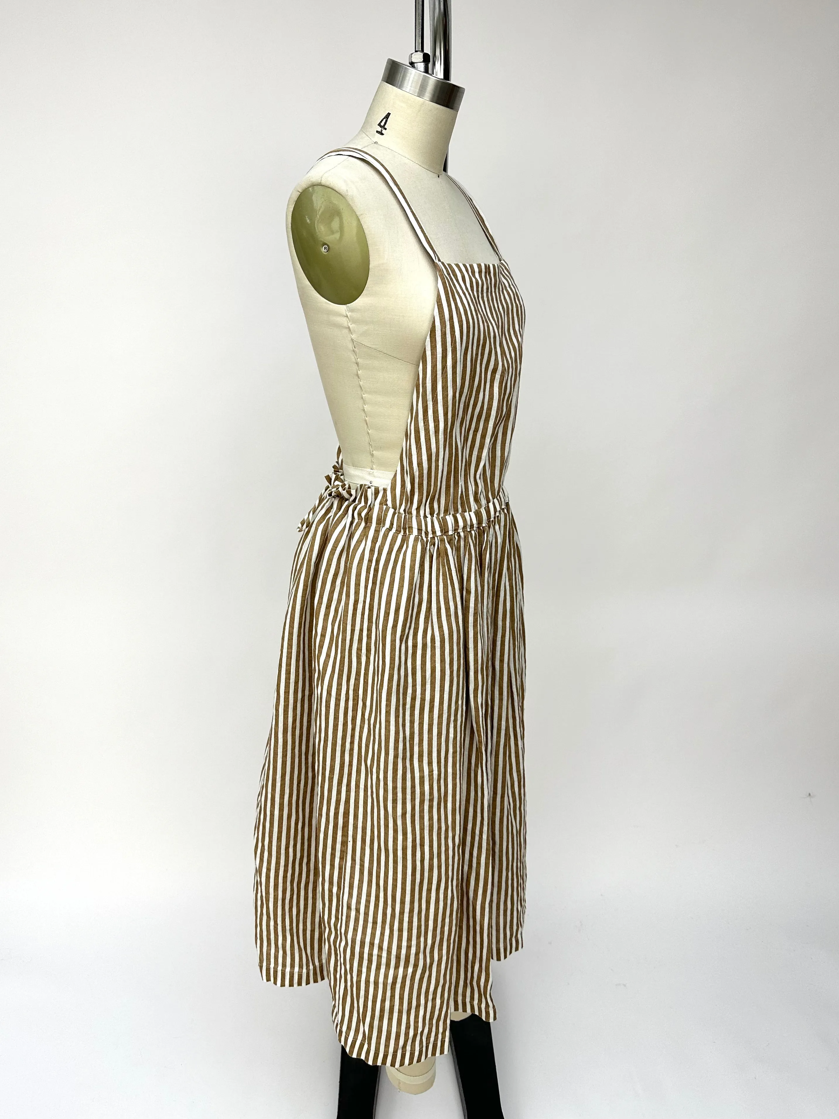 Black Crane Linen Striped Dress