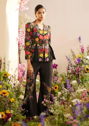 Black embroidered pants
