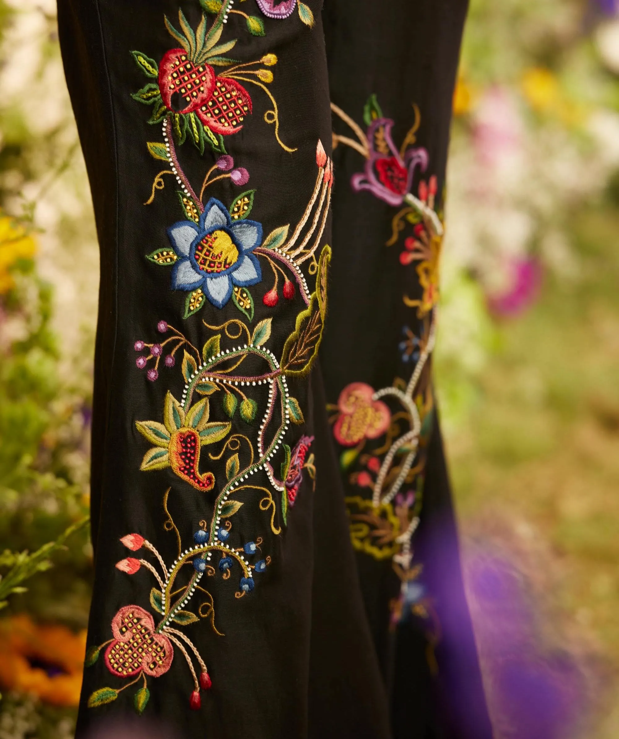 Black embroidered pants