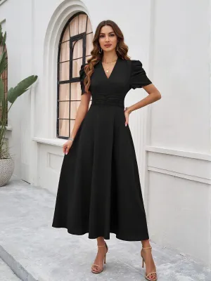 Black Fit And Flare Midi Dress