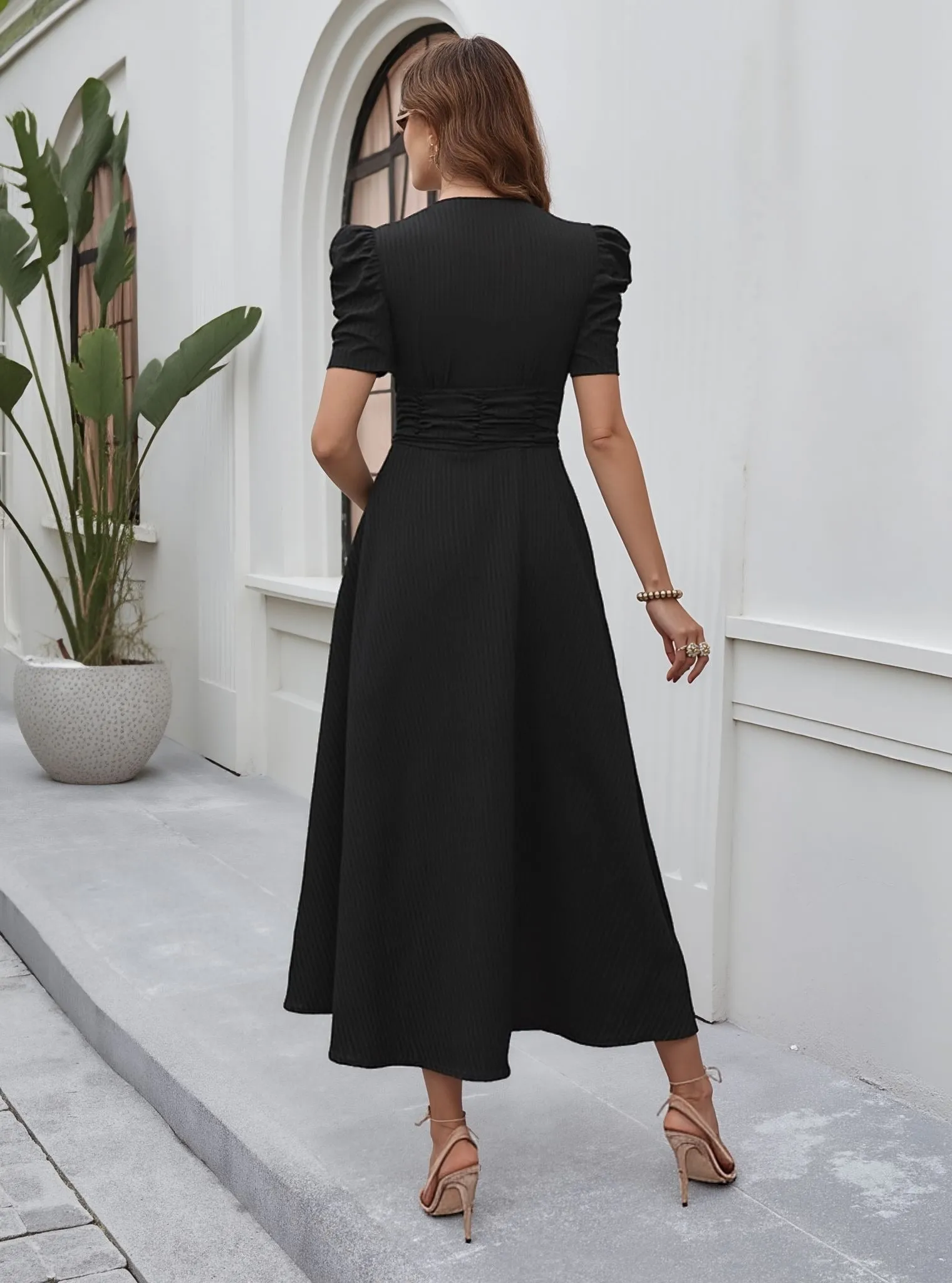 Black Fit And Flare Midi Dress