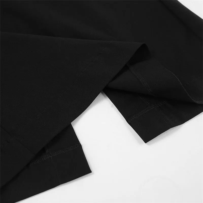 Black High Waist Fish Tail Floor Length Split Skirt