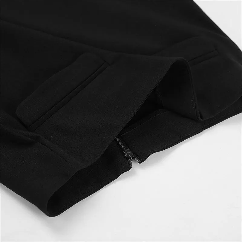 Black High Waist Fish Tail Floor Length Split Skirt