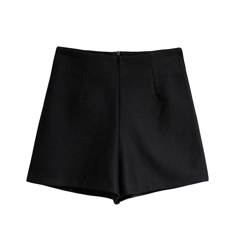 Black High-Waisted Suit Shorts For A Slimming Effect